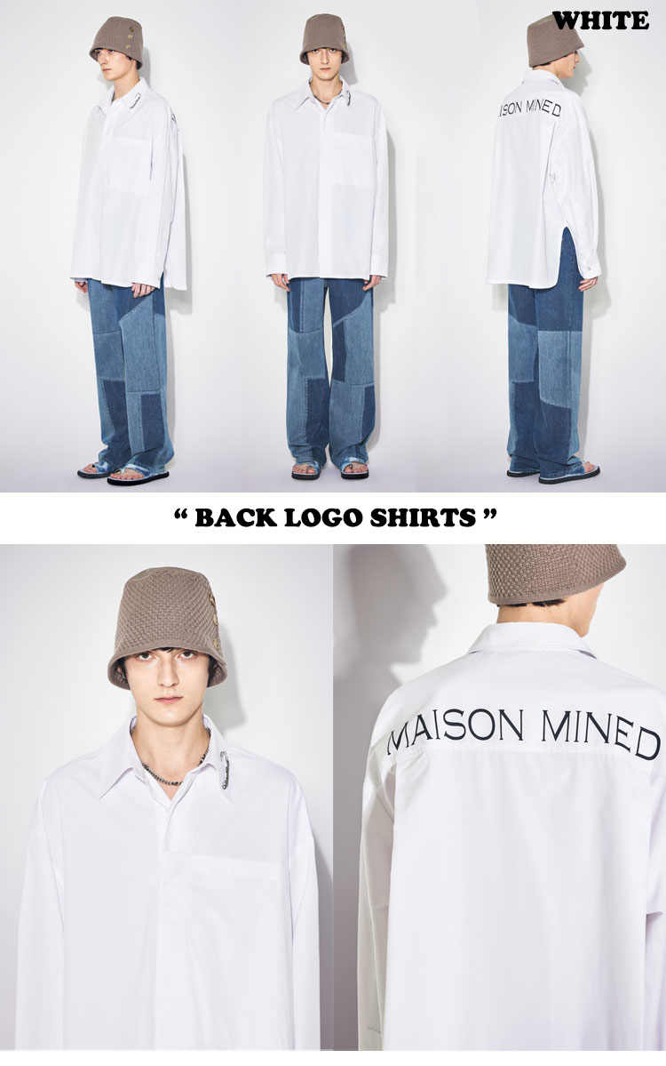 メゾンミネド シャツ MAISON MINED 正規販売店 BACK LOGO SHIRTS バッグ ロゴシャツ 全2色 FMQSCSA406M/7M 長袖 ウェア｜goldtail2020｜03
