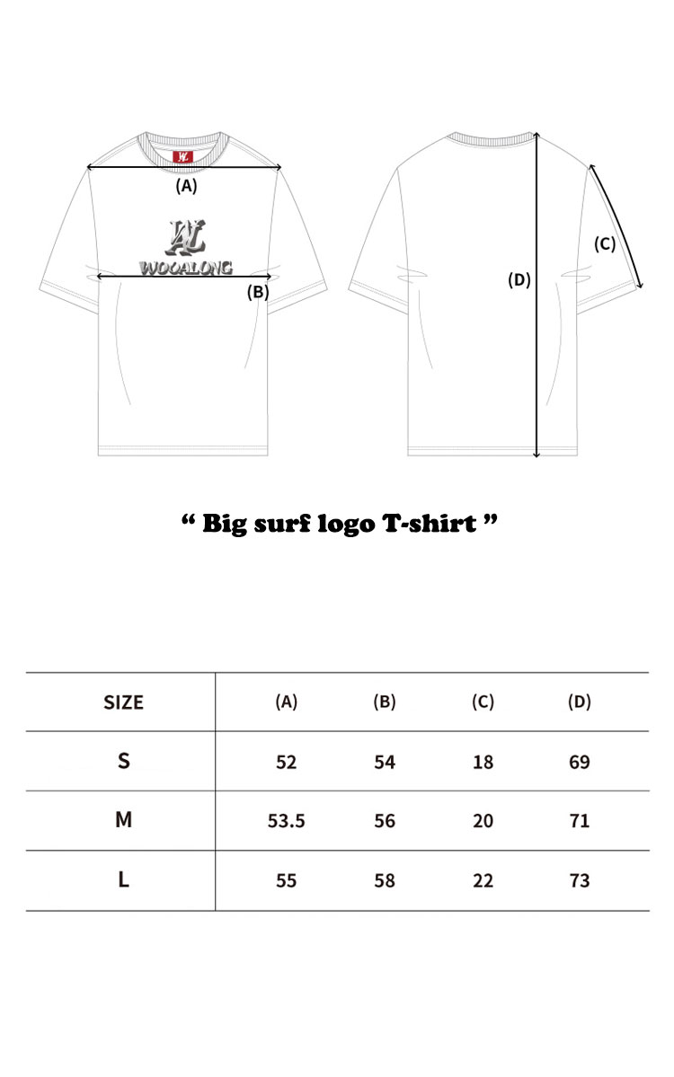 ウアロン 半袖Ｔシャツ WOOALONG メンズ レディース Big surf logo T-shirt ビッグ サーフ ロゴ Tシャツ BLACK ブラック WHITE ホワイト WE2DHT357WH/BK ウェア｜goldtail2020｜06