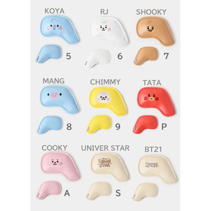 【美品】　BT21 ゴルフ　公式アイアンカバー　9枚セット BT21 BABY アイアンカバー 9個セット GOLF IRON COVER【BT
