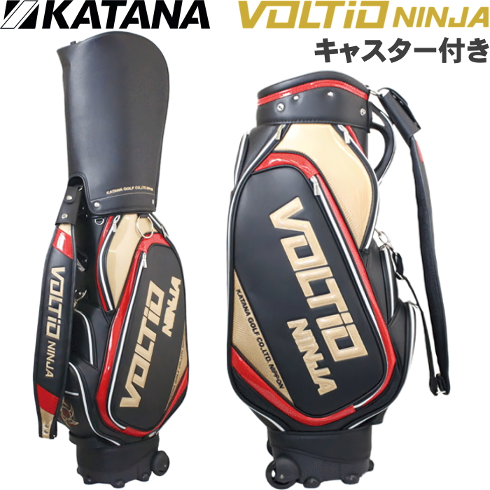 【特典アイアンカバー付】KATANA GOLF カタナゴルフ VOLTIO NINJA キャディバッグ 9型 キャスター付き BLACK/GOLD  CB2024