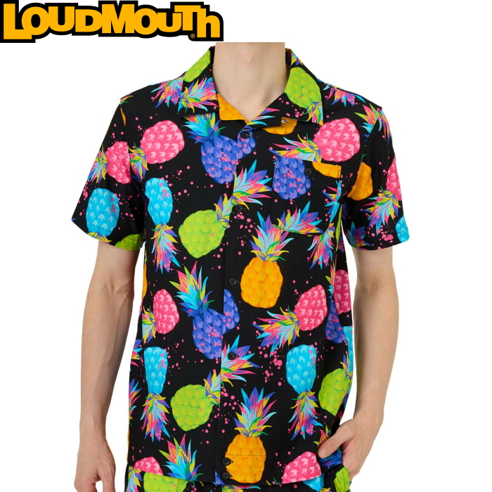 Loudmouth ラウドマウス 半袖シャツ 763608-281 Electric Pineapples エレクトリックパイナップルズ UV/ストレッチ/接触冷感 【メンズ/ゴルフウェア】