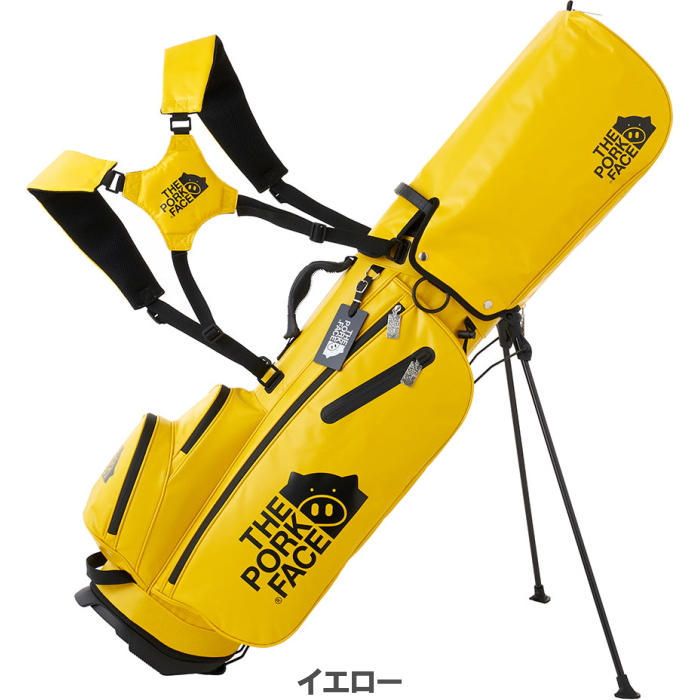 新品 THE PORK FACE キャディバッグ イエロー THE PORK FACE ザ・ポークフェイス スタンド キャディバッグ 9型 TPF