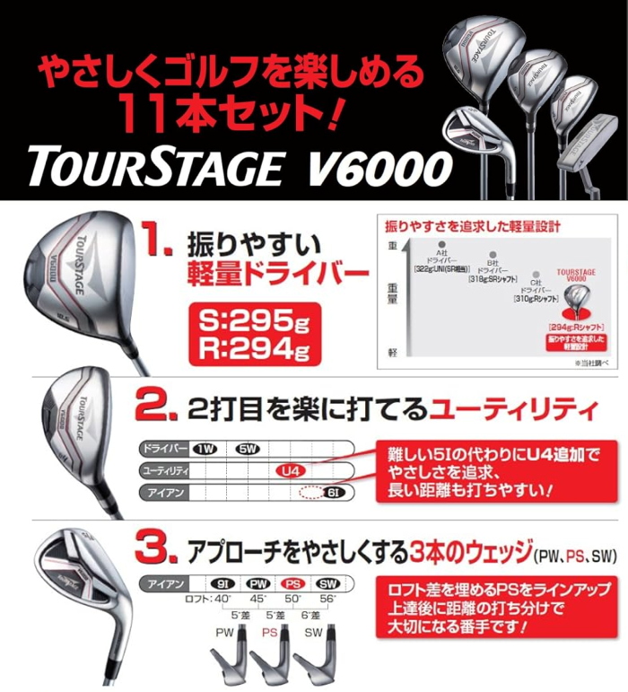 ツアーステージ v002 v6000 ゴルフクラブ 初心者 セット ツアー
