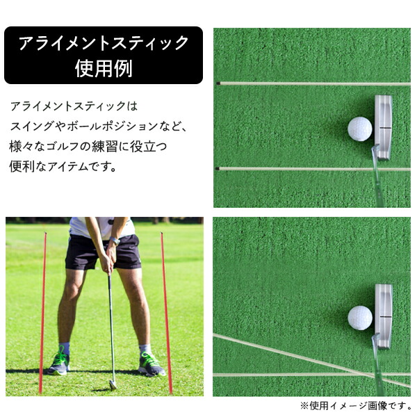 アライメントスティック 2本セット カラフル ケース付き ゴルフ練習