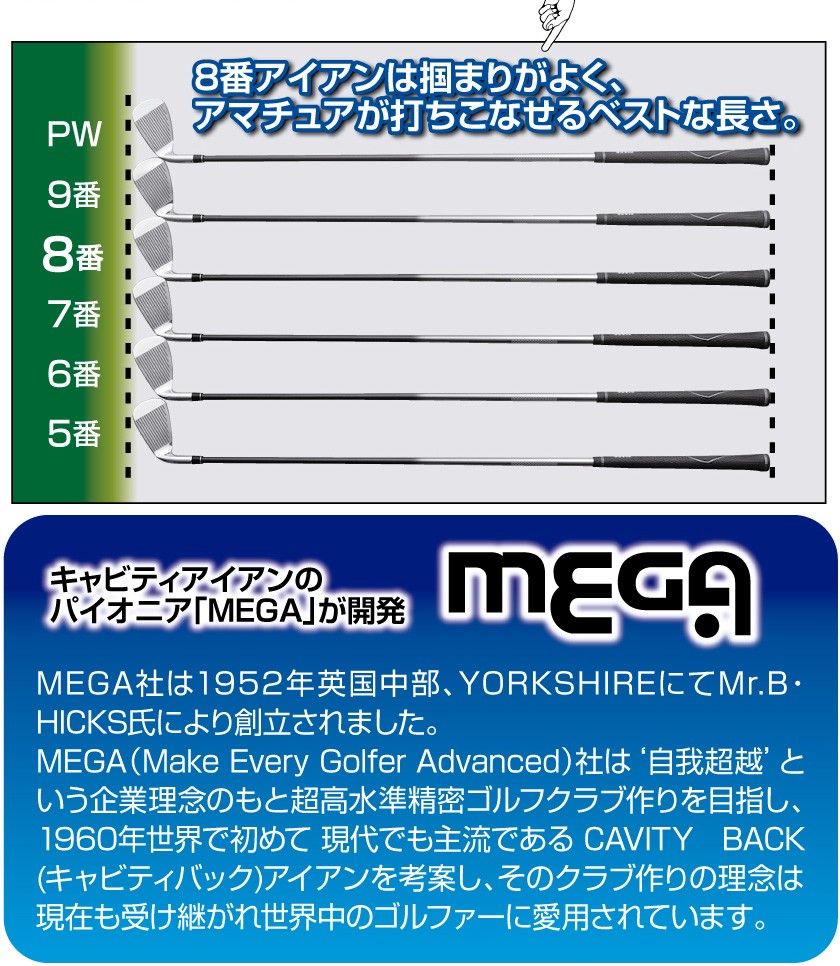 MEGA GOLF（メガゴルフ） ワンレングスアイアン ゴルフクラブセット 9