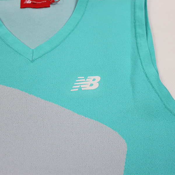 3割引★ニューバランス★レディース ベスト Vネック M（9号・1) グレー×ミント 012-3273501-110 new balance ゴルフ おしゃれ @ New Balance Golf セール ゴルフウェア ベスト ジャガード V