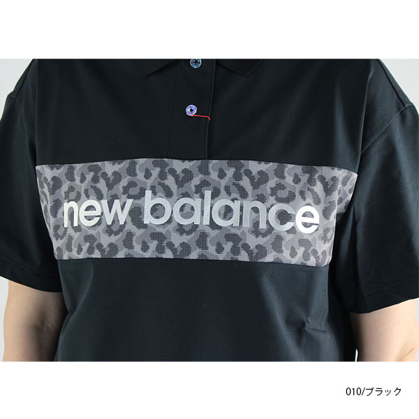 New Balance ニューバランス 半袖ポロシャツ ネイビー×白 総柄