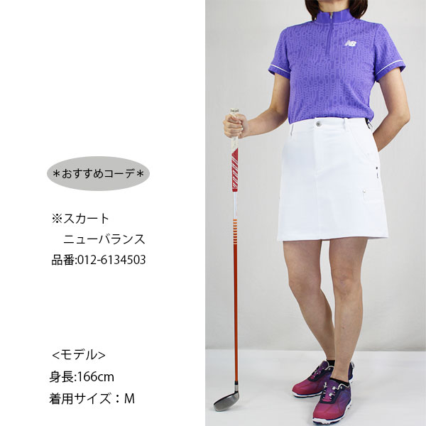 ネコポス対象 ゴルフウェア モックネック 半袖 ニューバランス 012-6166502 レディース 26春夏 リフレクト・ロゴ柄ハーフジッププルオーバー ストレッチ UV_1
