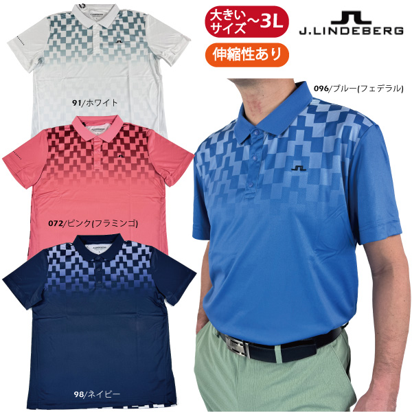 ゴルフウェア ゴルフシャツ 半袖シャツ ポロシャツ J.リンドバーグ メンズ 26春夏 Finn Print Polo 071-25346 大きなサイズ有