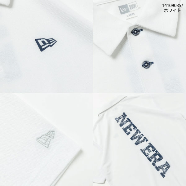 NEW ERA - NEW ERA 鹿の子ポロシャツ Vertical Logo ホワイト ゴルフ NEW ERA 【在庫限り】NEW / ニューエラ 半袖 鹿の子 ポロシャツ