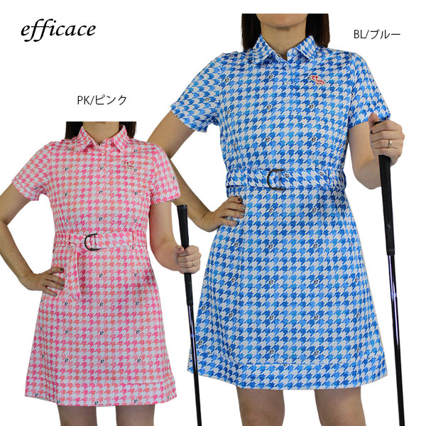 ゴルフウェア ワンピース エフィカス 2502-4254 レディース 迷彩千鳥柄 同柄インナーパンツ付 efficace
