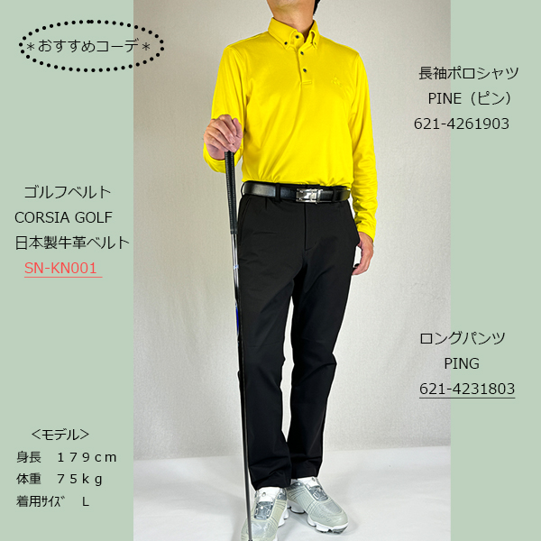 PING（ピン） セール ゴルフウェア 長袖ポロシャツ 微起毛 ボタン