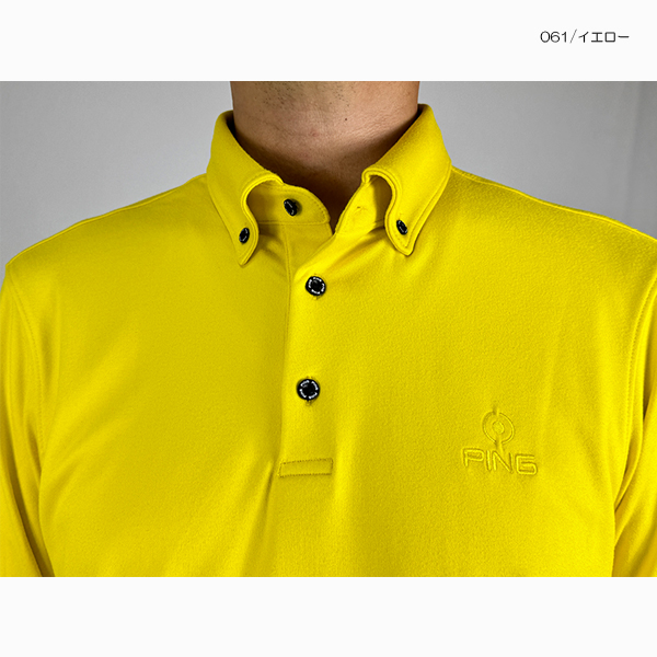 PING（ピン） セール ゴルフウェア 長袖ポロシャツ 微起毛 ボタン