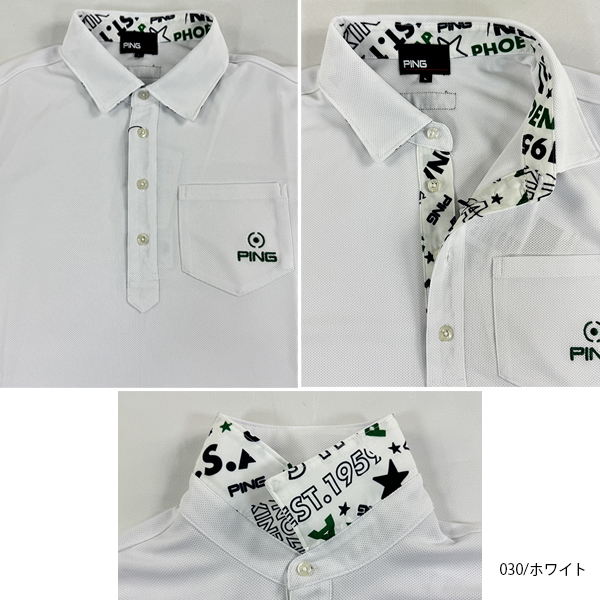 新品 ピン ゴルフ 総柄ロゴ 半袖 ポロシャツ 通気性 吸水速乾性 レッド L PING ピン メンズ ゴルフウェア ネイティブライン ロゴバイアス