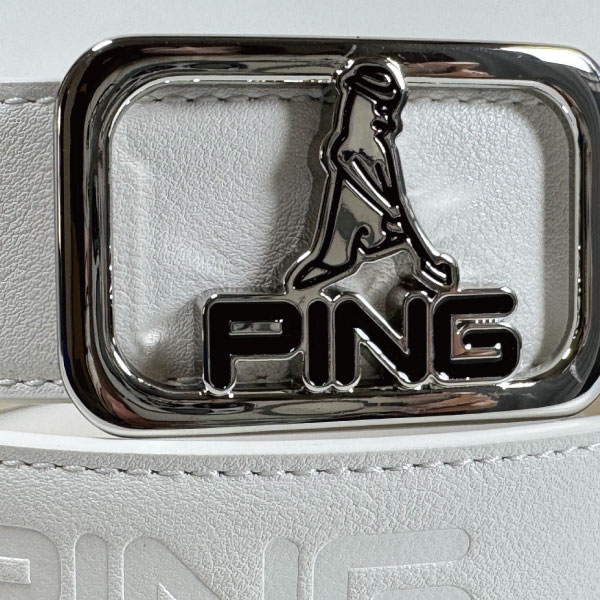 PING - coco 中古 ピン PING ベルト シルバーメタリック ラバーロゴ ロゴバックル 中古 ピン PING ベルト シルバーメタリック ラバーロゴ ロゴ