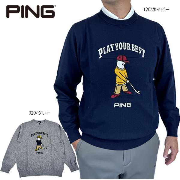 PING（ピン） ゴルフウェア 長袖ニット Mr.PINGジャカードクルーネック