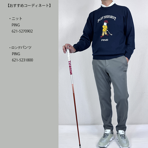PING（ピン） ゴルフウェア 長袖ニット Mr.PINGジャカードクルーネック
