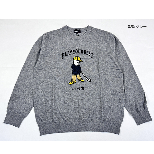 PING（ピン） ゴルフウェア 長袖ニット Mr.PINGジャカードクルーネック