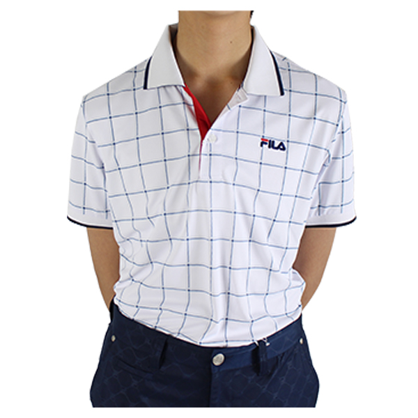 セール ゴルフウェア メンズ 半袖ポロシャツ 大きいサイズ フィラゴルフ 740606 ウインドーペ...