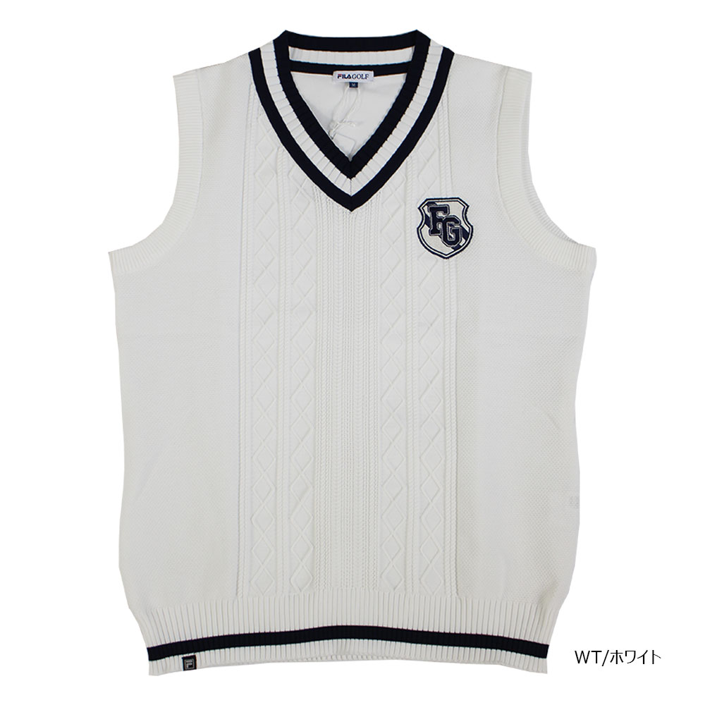 春夏新作 ベスト メンズ 軽量ニットベスト 大きいサイズ 春夏用 フィラゴルフ M 3l Fila 大きいサイズ Vネックニットベスト ゴルフウエア フィラゴルフ ホワイト ネイビー Vネックニットベスト Golf Corsia Golf 在庫一掃sale
