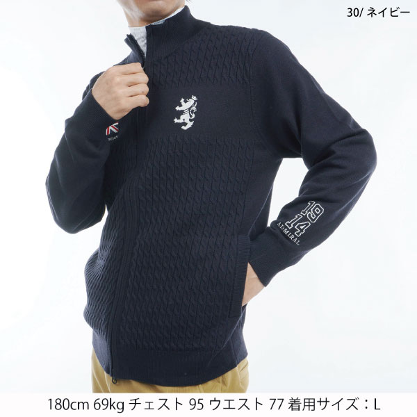 セール ゴルフウェア ゴルフジャケット アウター アドミラルゴルフ ADMA473 メンズ フラッグ フルジップ ニットジャケット 保温 大きいサイズ有 Admiral_11