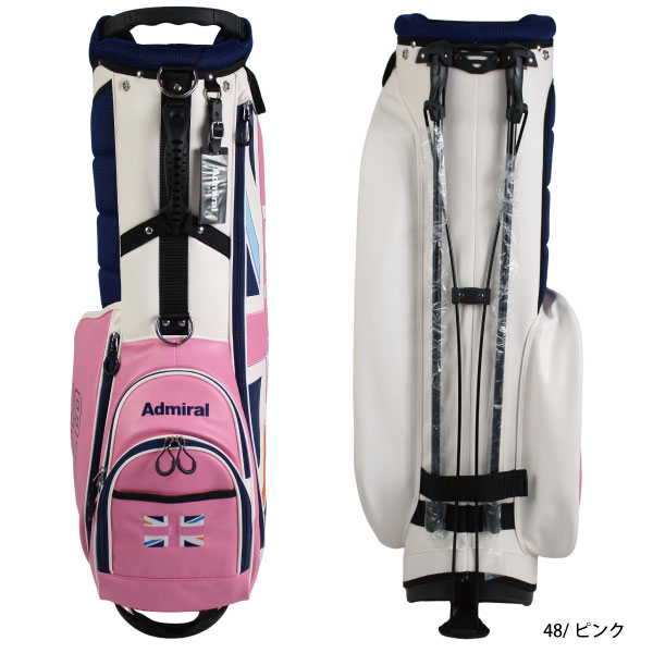 【アドミラルゴルフ】立体ロゴモノグラム 9型キャディバッグ フード付き黒ピンク アドミラルゴルフ】立体ロゴモノグラム 9型キャディバッグ フード付き