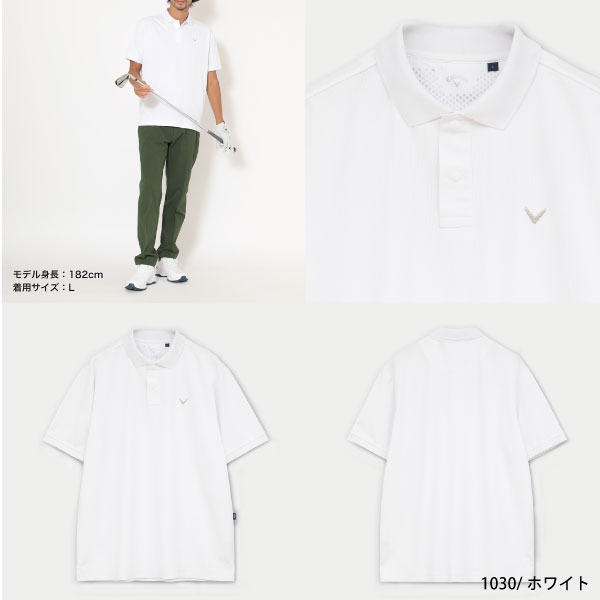 Callaway 半袖　ポロシャツ M ホワイト 白　スウェットシャツ◆新品◆ Callaway（キャロウェイ） 26春夏 セール ゴルフウェア ミニワッフル