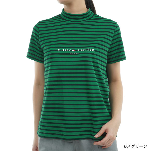ネコポス対象 ゴルフウェア ゴルフシャツ フロントロゴ 半袖モックネックシャツ トミーヒルフィガー THLA512 レディース 25春夏 吸水速乾 UVカット 抗菌 TOMMY_画像1