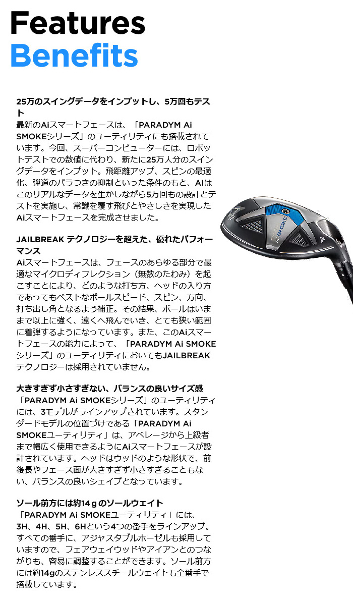 カスタム キャロウェイ PARADYM Ai SMOKE ユーティリティー Tour AD DI　HYBRID ツアーAD DIシャフト 特注 Callaway 24モデル パラダイム Ai スモーク｜golf-magazzino｜09