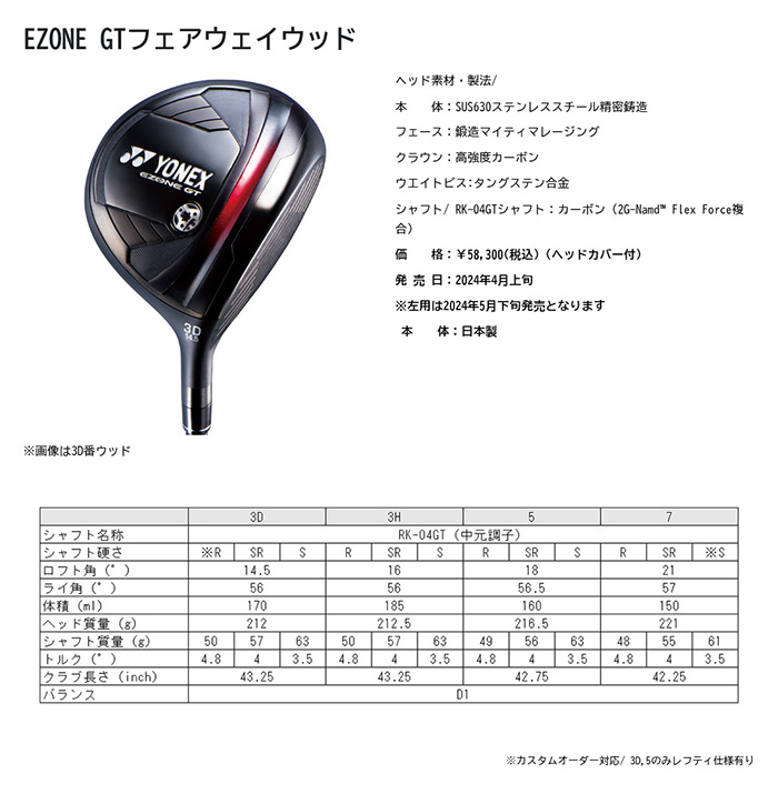 EZONE カスタム 24モデル ヨネックス GT FW フェアウェイウッド YONEX