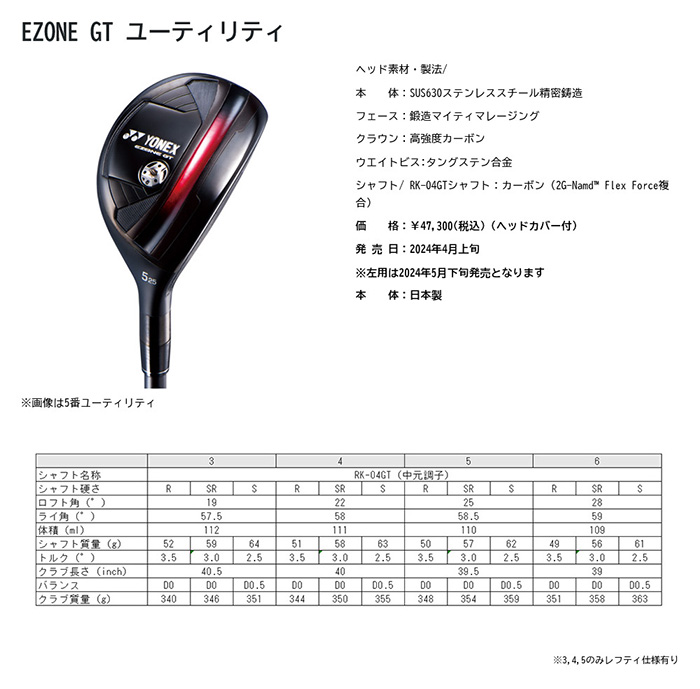 カスタム 24モデル ヨネックス EZONE GT UT ユーティリティ YONEX GOLF シャフト NEW レクシス キセラ ダークグレー REXIS XELA  受注生産 カスタムオーダー｜golf-magazzino｜07