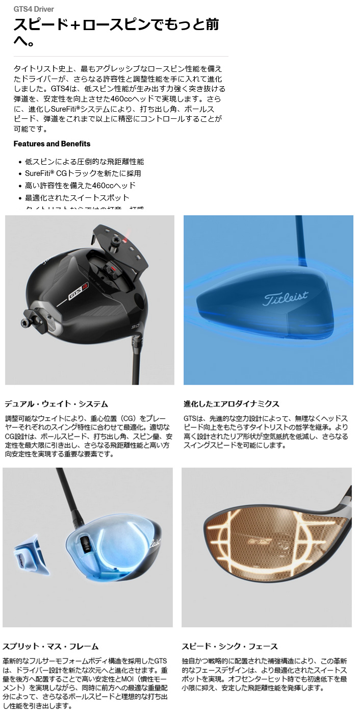 Titleist（タイトリスト） ゴルフクラブ GTS4 ドライバー SPEEDER NX