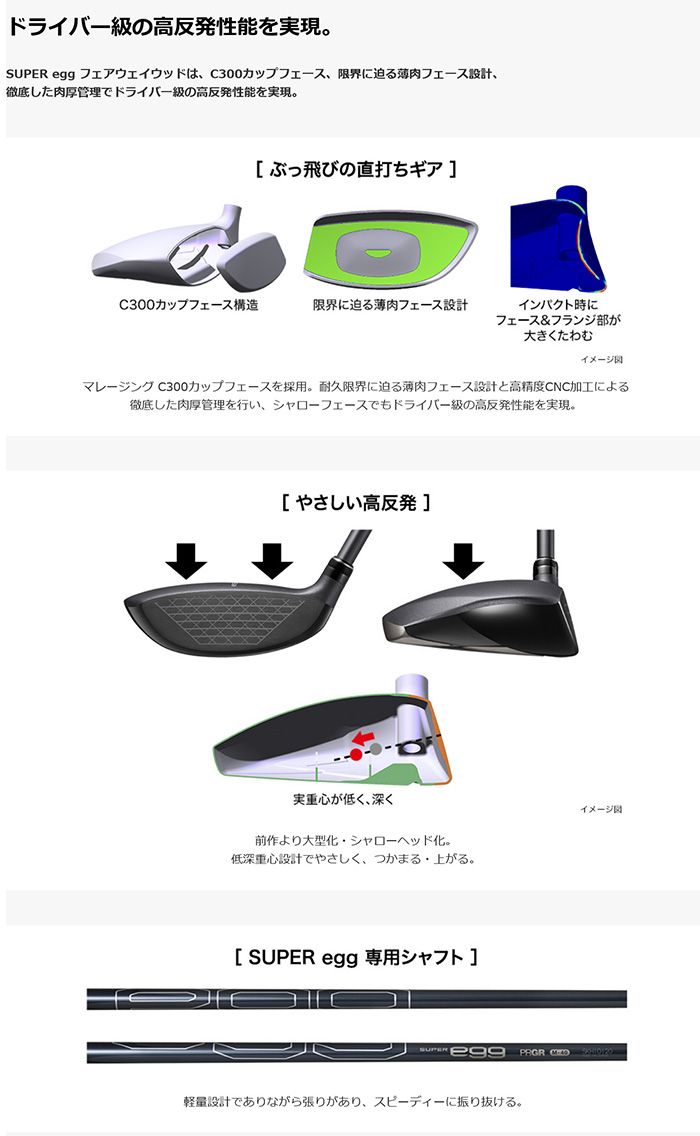 ゴルフクラブ カスタム プロギア 26モデル SUPER egg 高反発フェアウェイウッドヴァンキッシュ vanquish-vv 26モデル PRGR スーパーエッグの画像