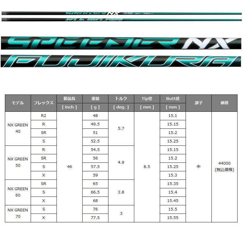 JBEAM 純正スリーブ付 シャフト Fujikura SPEEDER NX GREEN 装着