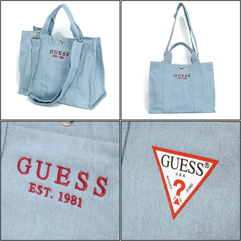 SALE特価 GUESS コットン ミニトートバッグ ショルダーベルト付 41014