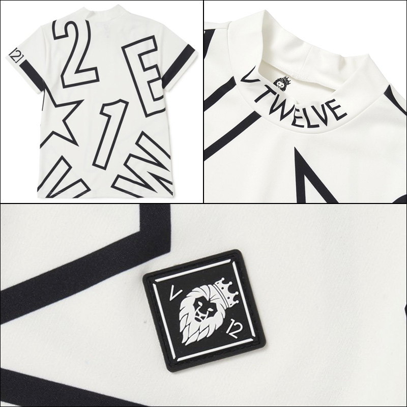V12 ゴルフ レディース モックネック 半袖 シャツ CRAZY LETTER MOCK V122111-CT05 ヴィ・トゥエルヴ 春 夏 秋  21SS ゴルフウェア 星 トップス V12