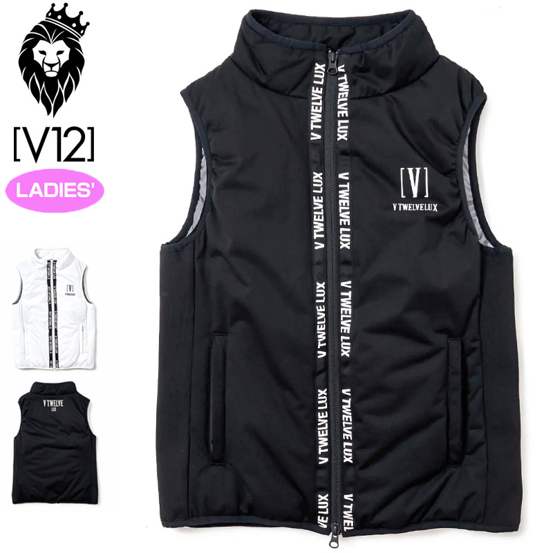 V12 ゴルフ レディース フルジップ 中綿 ベスト LX W TAPE VEST