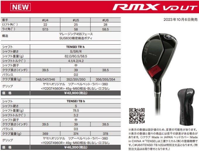 RMX ヤマハ リミックス VD UT ユーティリティー TENSEI TR h シャフト