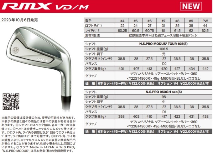 RMX YAMAHA VD / M アイアン 6本セット（5〜PW） ヤマハ リミックス VD