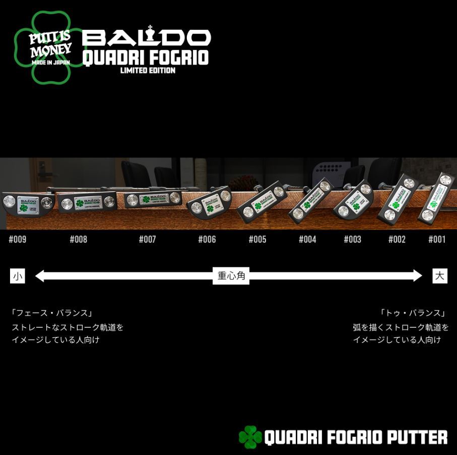 特価 在庫のみ BALDO バルド クアドリフォリオパター QUADRI FOGRIO PUTTER LIMITED EDITION 送料無料 :  baldoqpt : ゴルフトゥエンティ - 通販 - Yahoo!ショッピング