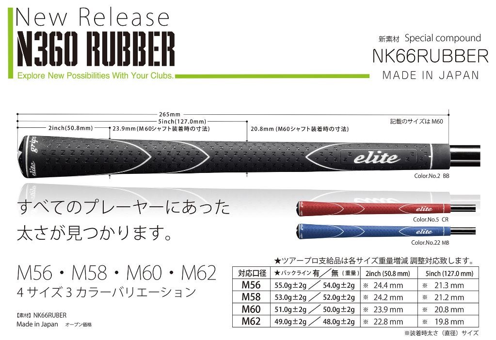 雑誌で紹介された エリートグリップN360 RUBBERM62 5本セット fucoa.cl