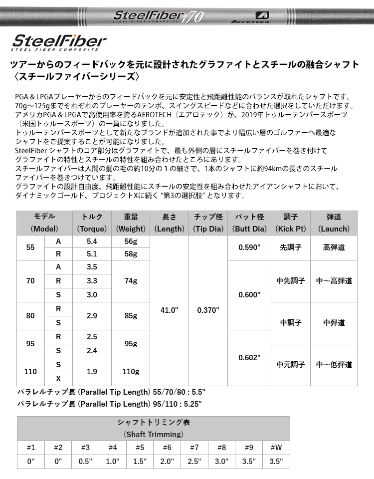 シャフト アイアン用 エアロテック スチールファイバー i シリーズ