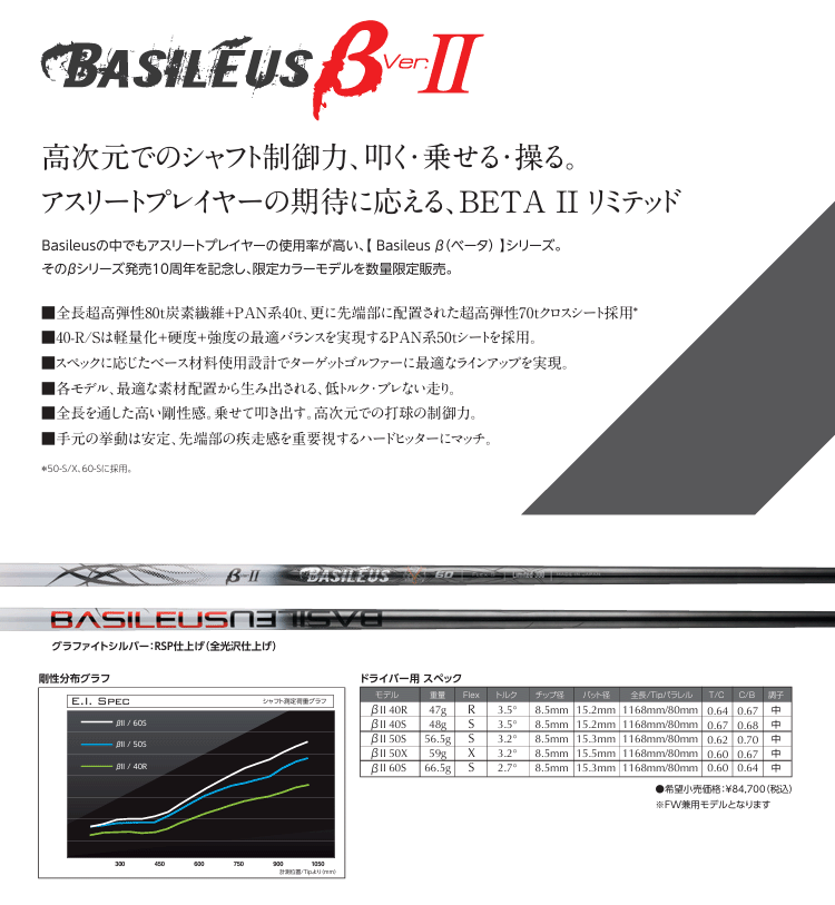 BASILEUS β　ゴルフ　シャフトのみ Basileus シャフト ドライバー用 バシレウス Z III : ゴルフ