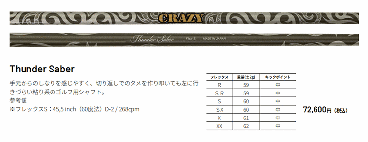 シャフト ドライバー用 クレイジー Thunder Saberの説明 - 通販