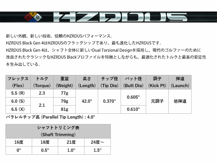 シャフト ユーティリティー用 プロジェクトX ハザーダス ブラック G4