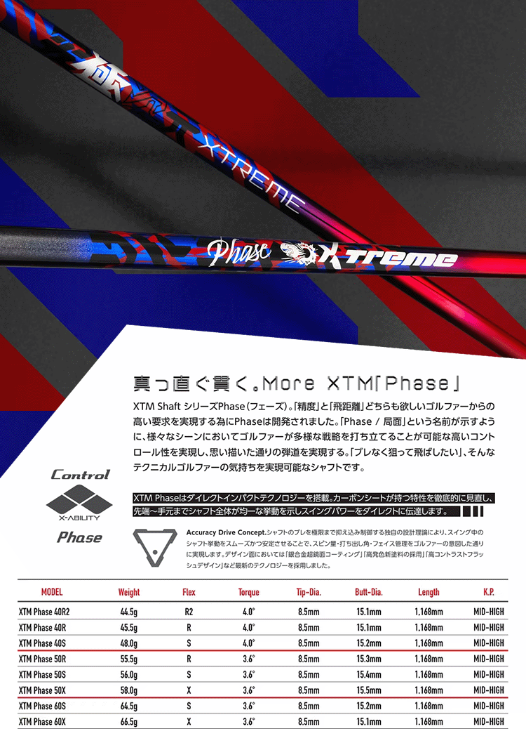 Basileus（バシレウス） シャフト ドライバー用 XTM Phase (フェーズ