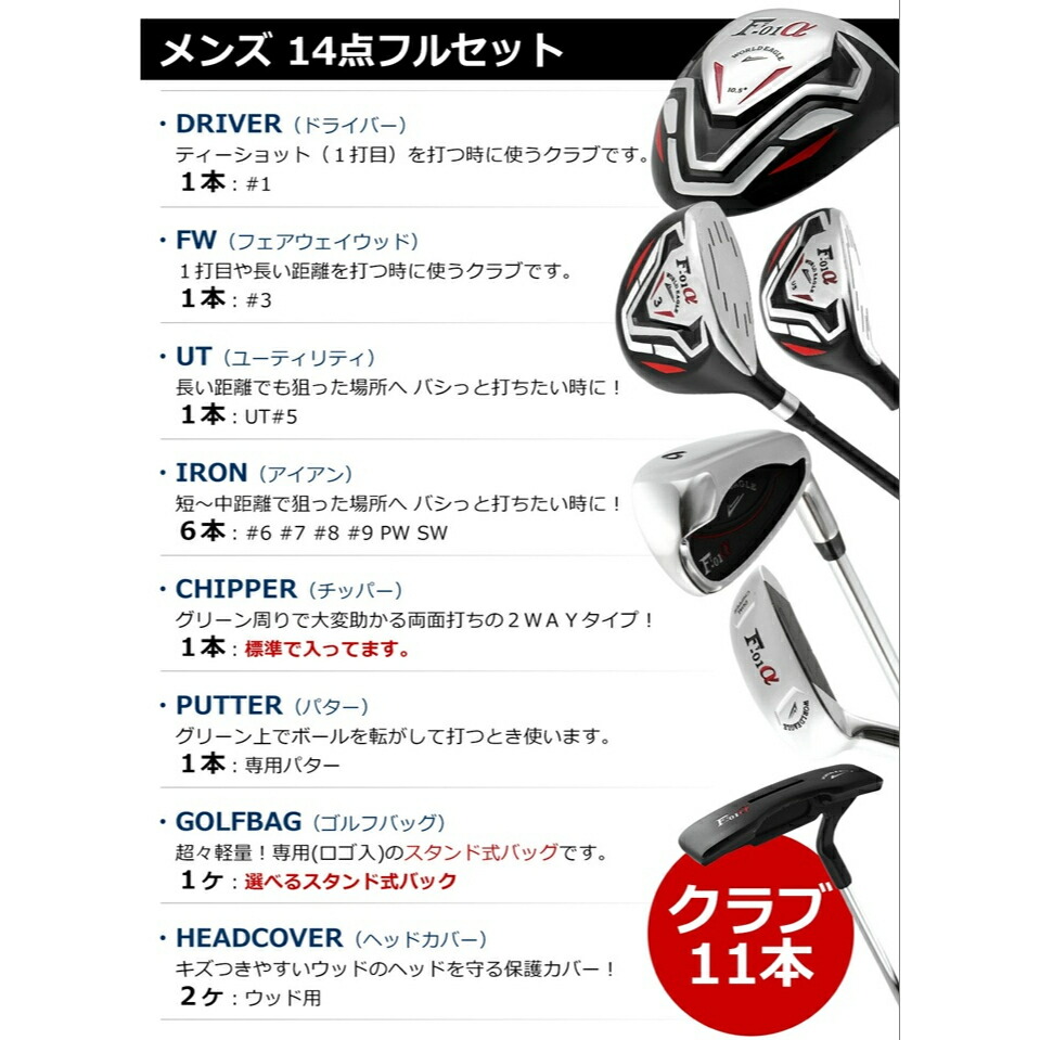 ゴルフセット メンズ フルセット スタンドバッグ付 右用 左用 R S