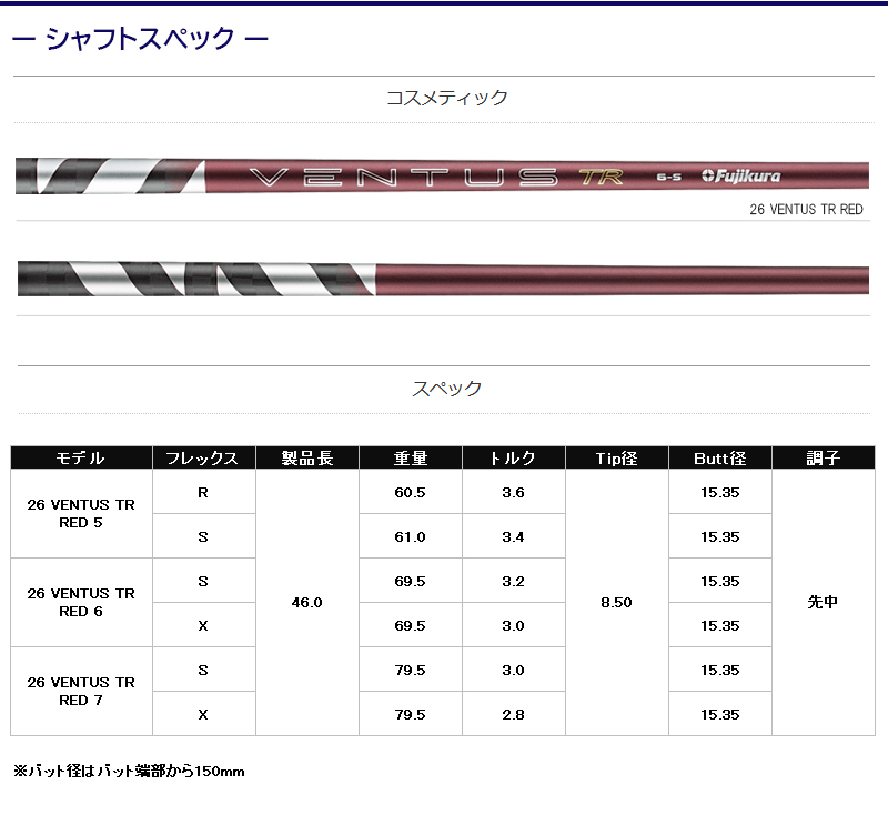3〜5営業日】キャロウェイ スリーブ付きシャフト Fujikura フジクラ 26