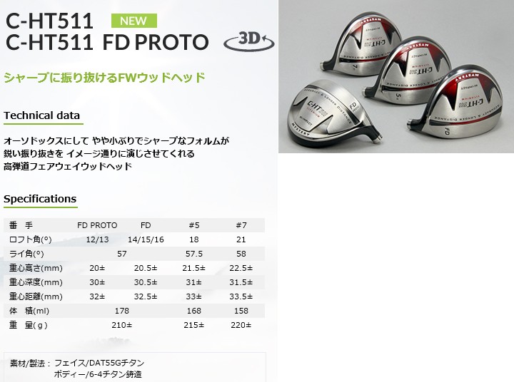 【地クラブ 美品】ミステリー C-HT511 FD PROTO ヘッドのみ 地クラブ系ヘッド MYSTERY C-HT511 FD PROTO FW フェアウェイ