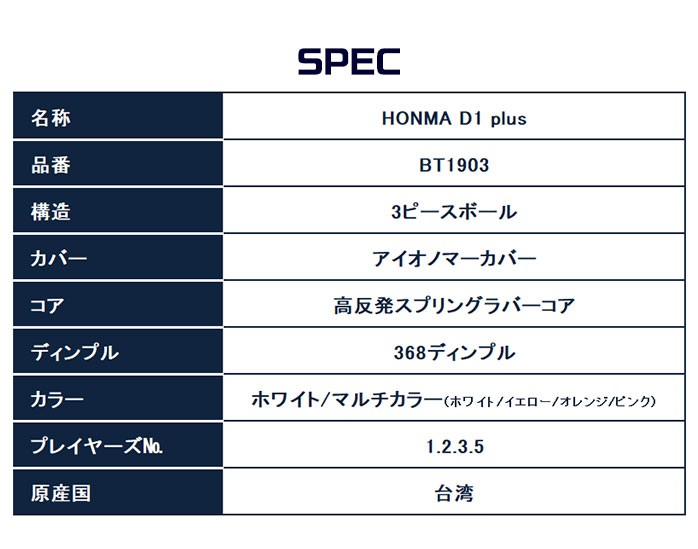 まとめ買いがお得 3ダースセット ホンマ ゴルフ ボール D1 Plus 3ピース 368ディンプル 本間ゴルフ Honma Bt1903 ゴルフパートナー 別館 通販 Paypayモール